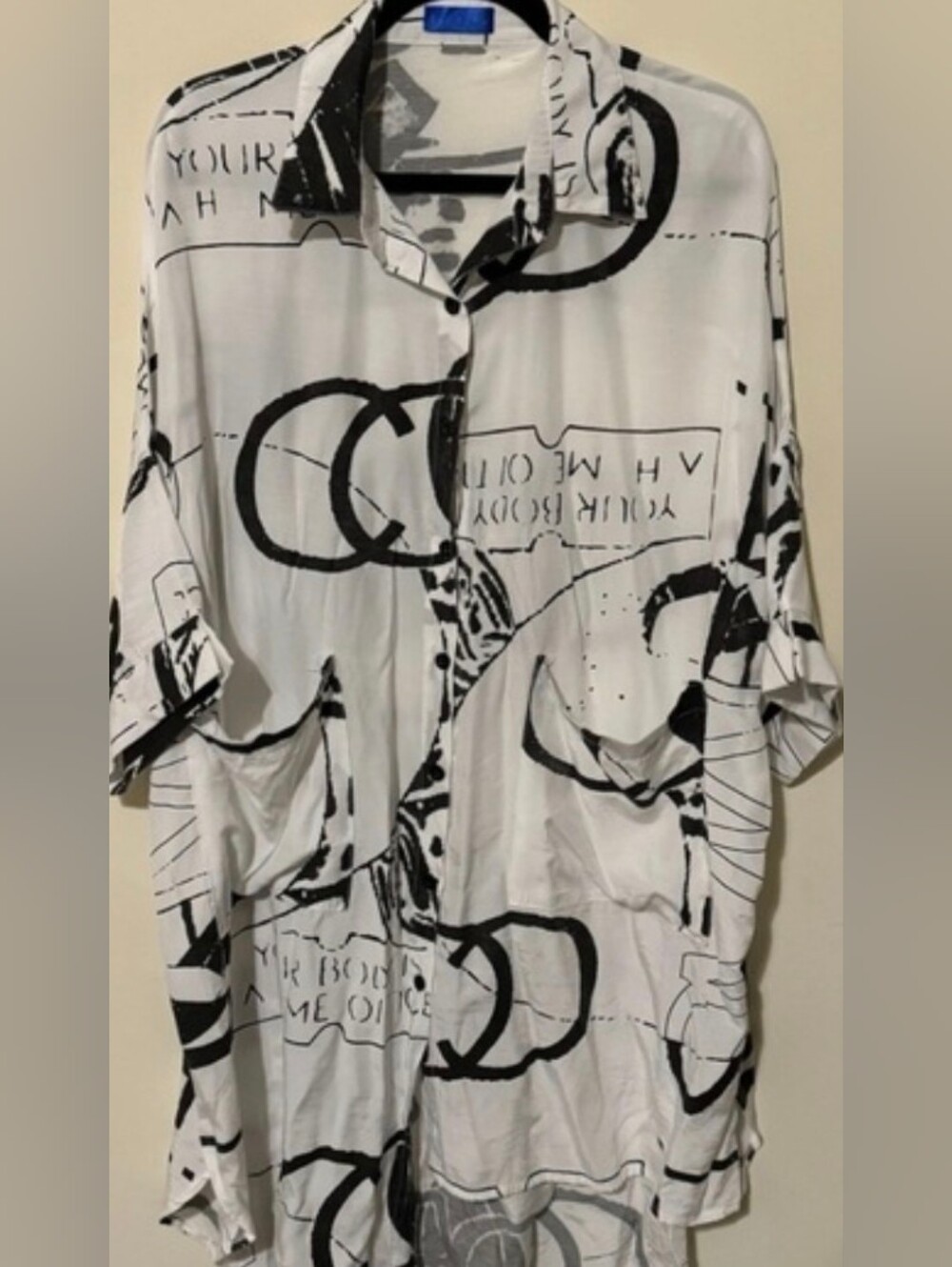 Ellazhu Black & White Shirt Dress One Size
